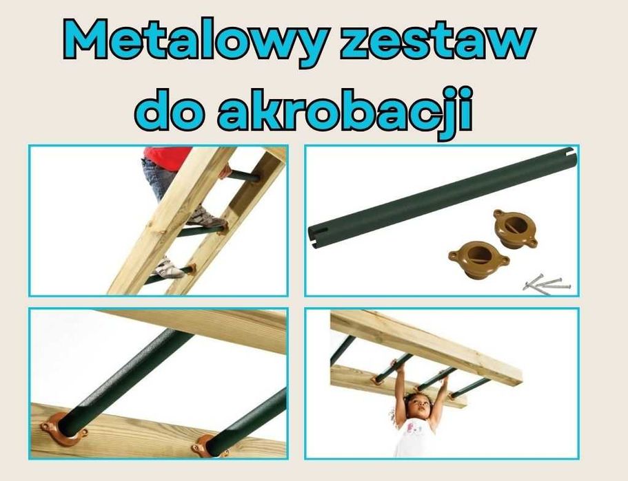 Metalowy zestaw do akrobacji drabinka drążek 5 sztuk antypoślizg KBT