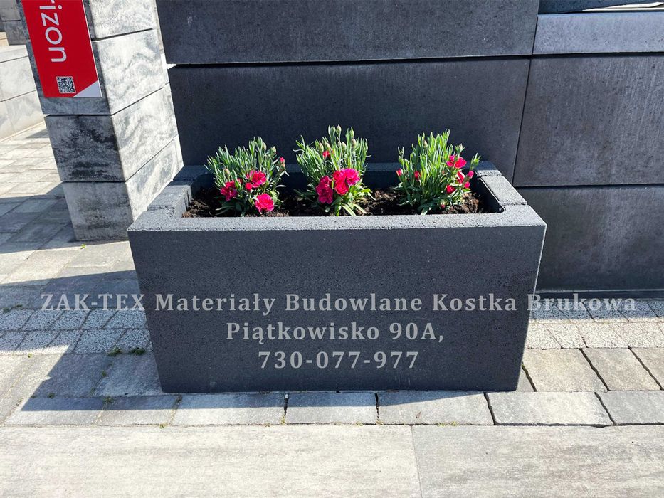 Donica betonowa ogrodowa JADAR 35x70x35 cm grafit szary brązowy