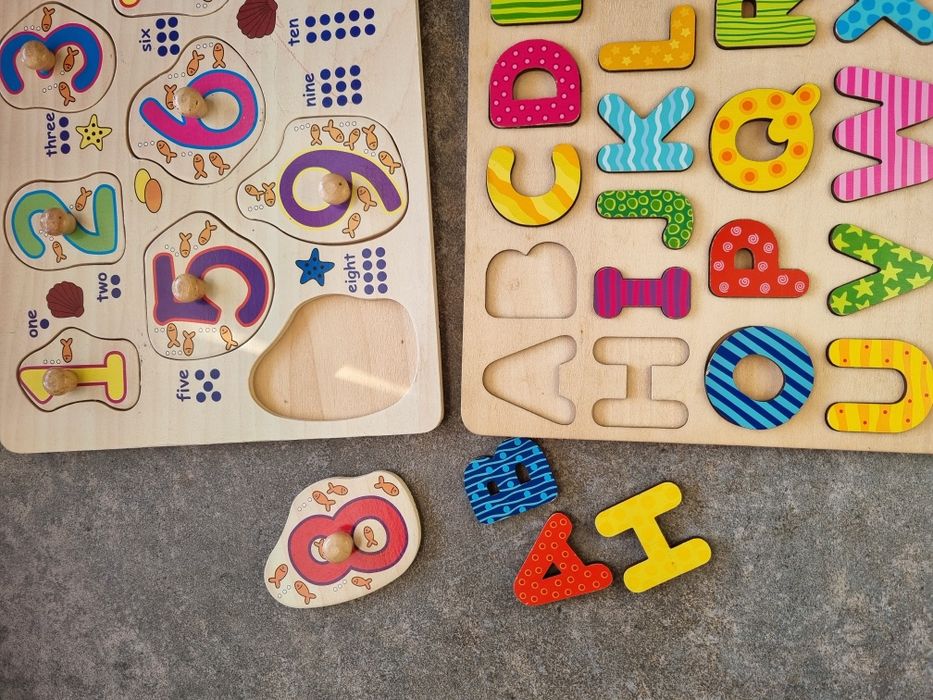 Układanka drewniana alfabet cyfry goki