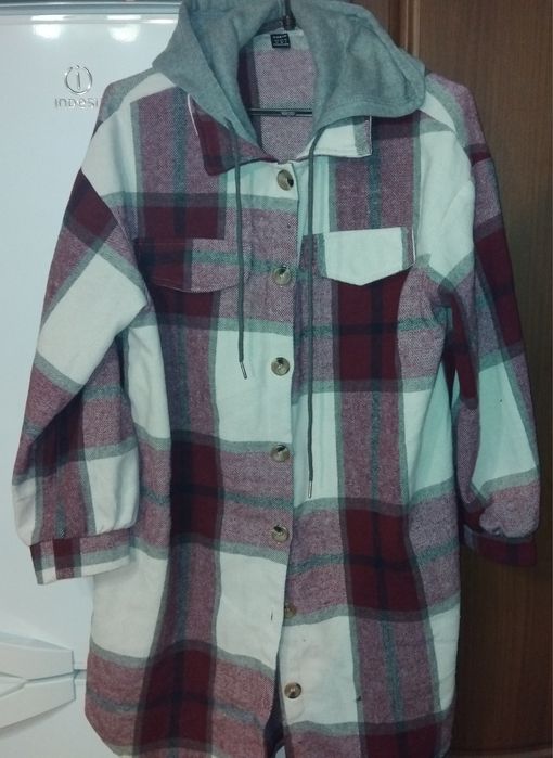 Удлинённая тёплая рубашка от SHEIN