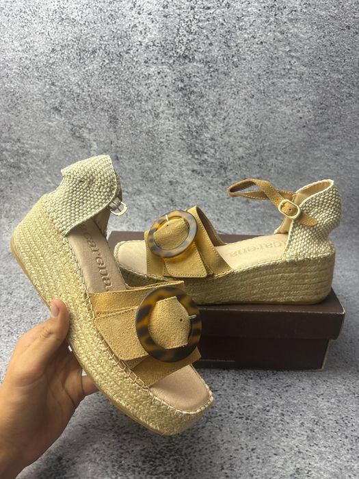 Macarena Jade Beige – espadryle na koturnie