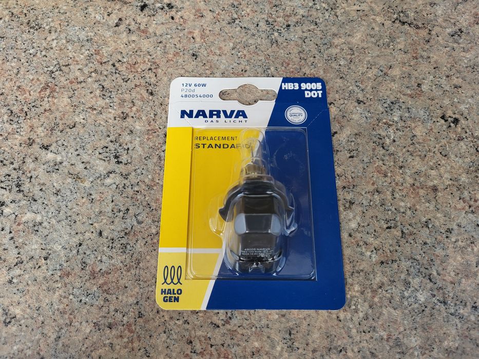 Нові галогенки Narva HB3 9005 DOT