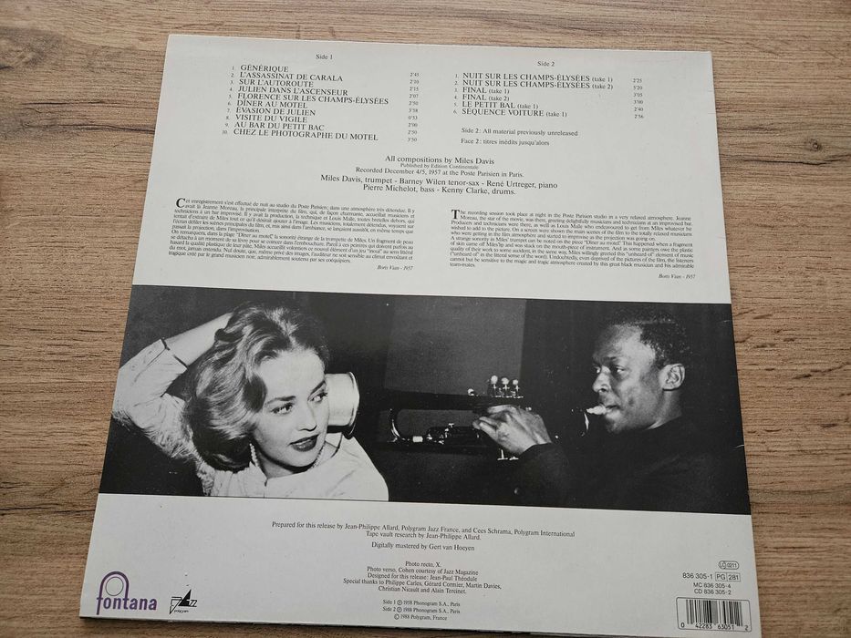 MILES DAVIS Ascenseur Pour L'échafaud (Lift To The Scaffold LP 1988 NM