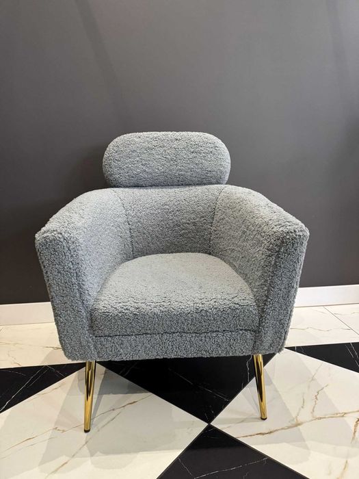 Nowoczesny fotel wypoczynkowy "baranek " w pięknym szarym kolorze