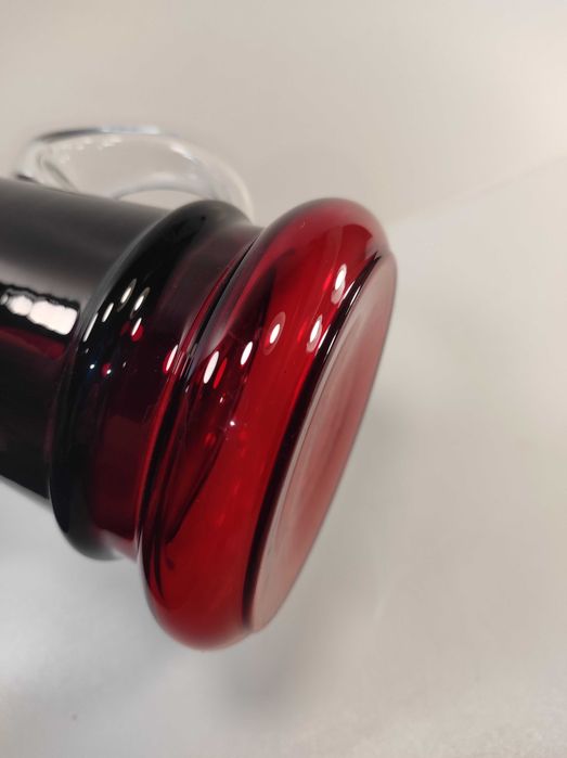 Wazon kufel szklany rubinowy HS Tarnowiec  wys 15cm / szkło PRL