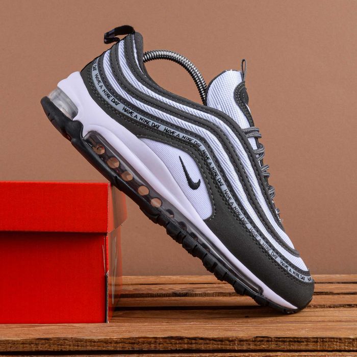 (1937) Акція! Кросівки Nike Air Max 97 сірі з білим (39 41) найк найки