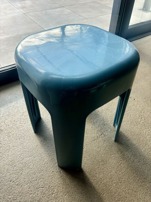 Designerski Turkusowy Stołek Taboret Vintage z tworzywa Bauhaus
