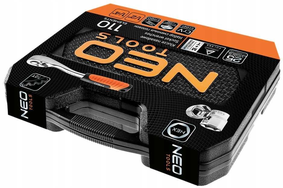 NOWY Zestaw KLUCZY NASADOWYCH Walizka 110e 1/2" 1/4" Torx Bity Satyna