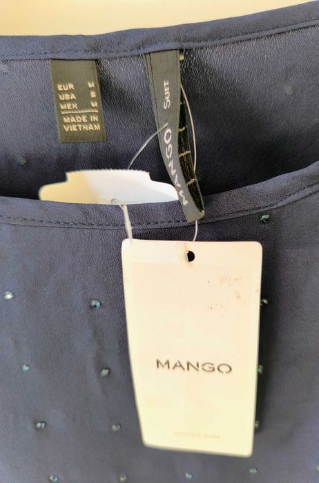 Mango, bluzka damska, granat, cyrkonie, rozm 38