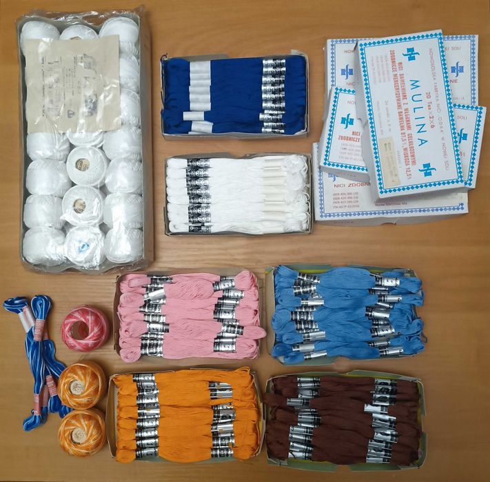 Zestaw nici do haftu i szycia nowe (mulina, kordonek)