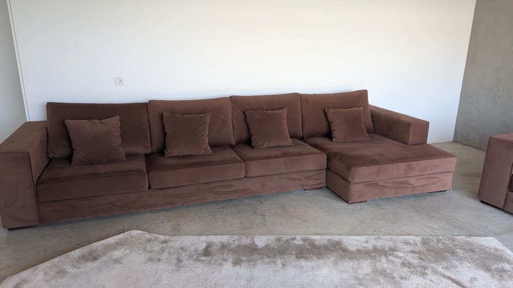 Sofá Laskasas Grey Chaiselong 3,90m + Módulo Poltrona | Castanho