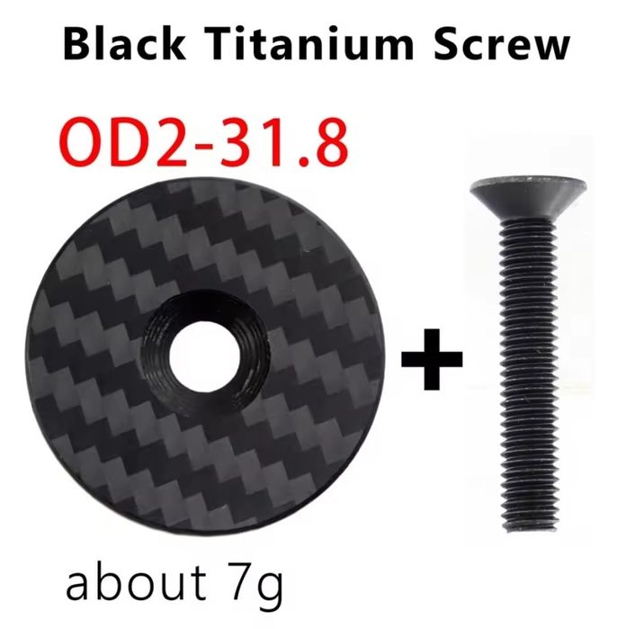 Karbonowy kapsel Sterów Top Cap + Tytanowa śruba Ti M6 OD2 31,8mm 7g