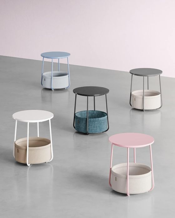 Stolik kawowy różowy boczny pomocniczy ława okrągła