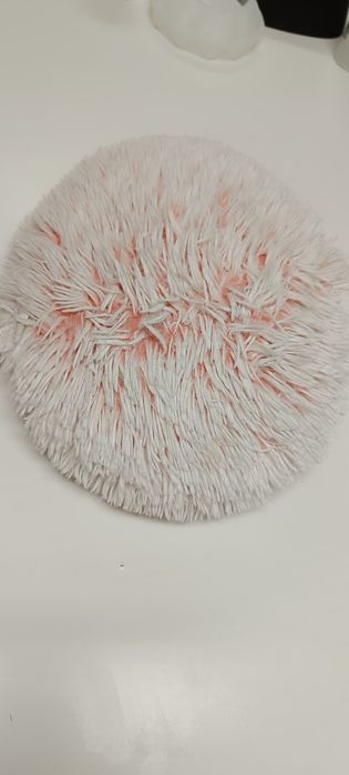 Almofada peluda cor de rosa usada