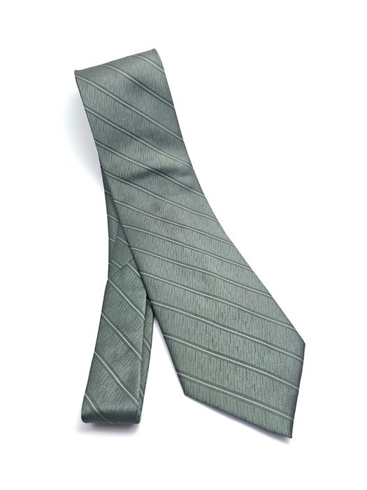 roccobarocco włoski szary jedwabny krawat w paski ady51