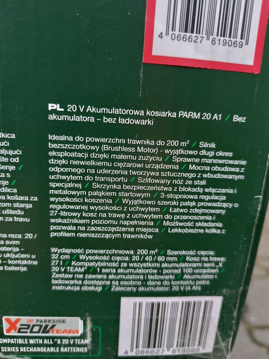 Akumulatorowa kosiarka Parkside PARM 20 A1