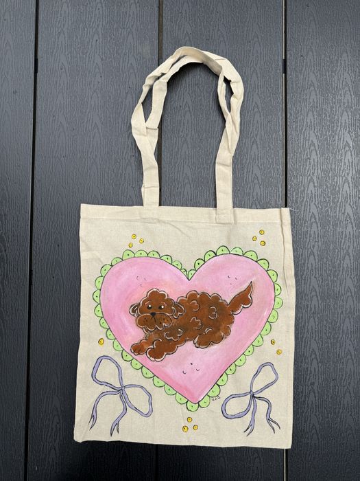 Bawełniana torebka pies cavapoo pudelek tot poodle pudel boho