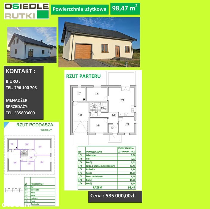 Domy - stan deweloperski | 52–152 m² |działki 500–700 m2|różne ceny
