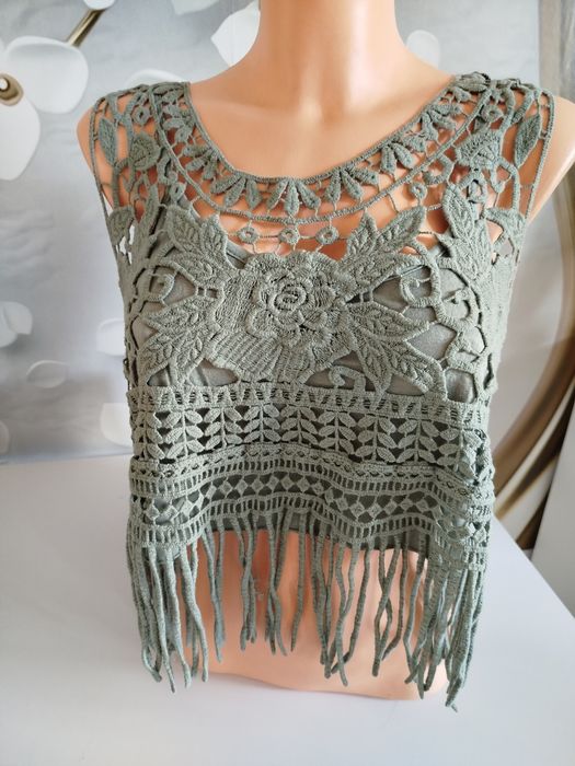 Top bokserka ażurek bawełna