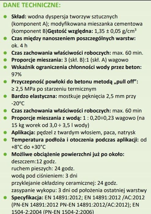 Szlam hydroizolacyjny