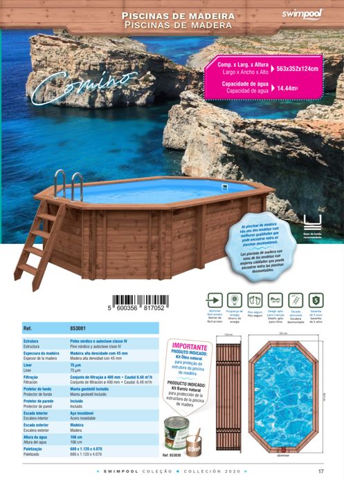 Piscina Madeira Usada 5,63 x 3,52m