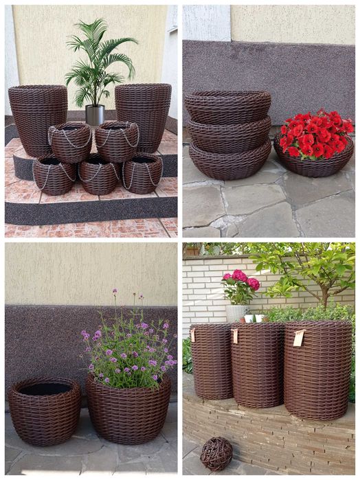 Кашпо для квітів 5л-65л,Дровниця, Корзина,Горщик.Вазон.Кашпо з ротангу