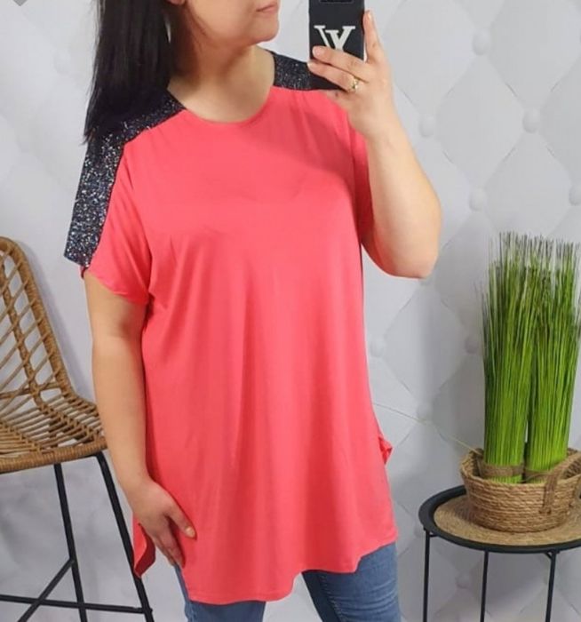 Bluzka/ tunika oversize brokatowe ramiona