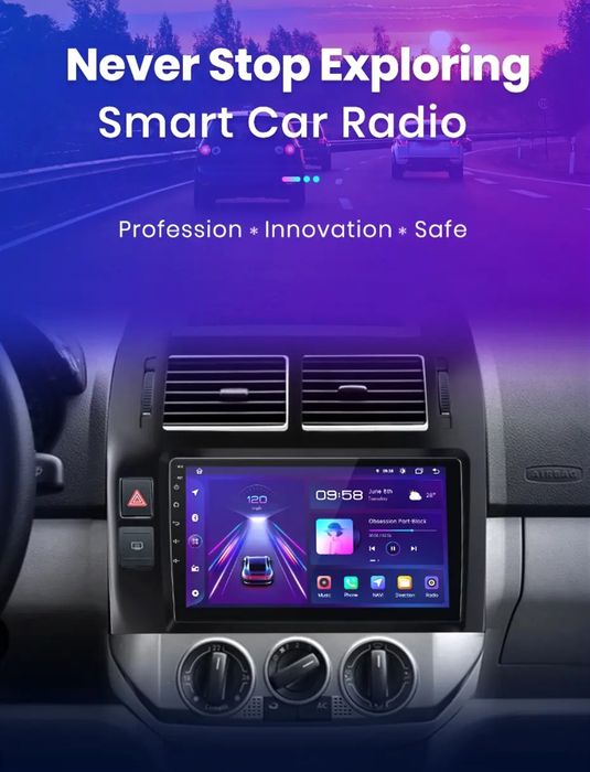 Rádio 9" android Volkswagen Polo 2001-09 CARPLAY WIFI GPS 2/32GB Novo