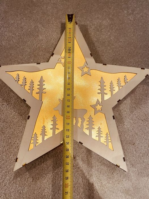 Estrela de Natal em madeira com luz