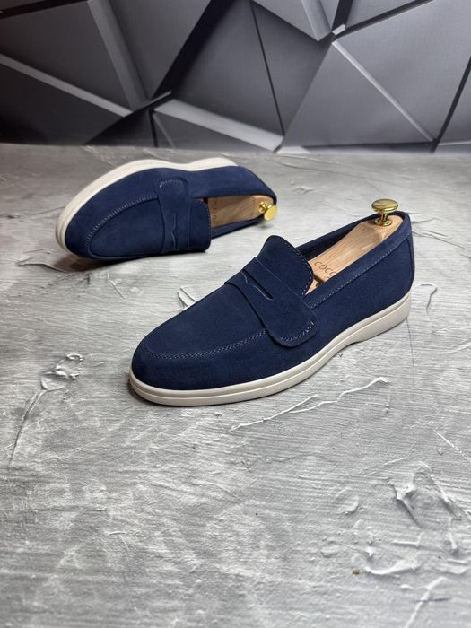 Лофери Замшеві чоловічі Сині LORO PIANA Classic Navy! ЛОФЕРИ Замшеві Чоловічі сині Базові! Туфли Лоферы, Мокасины, Слипоны ЗАМША! Размеры 40-46! ХИТ!