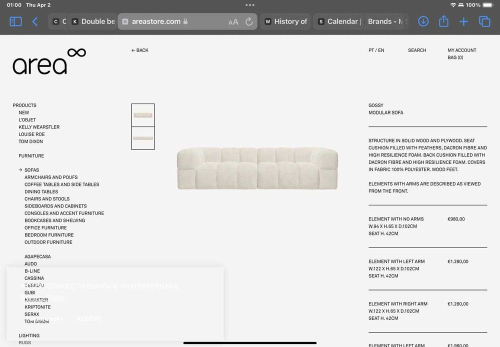 Sofá Modular GOSSY Area Store – Em Muito Bom Estado
