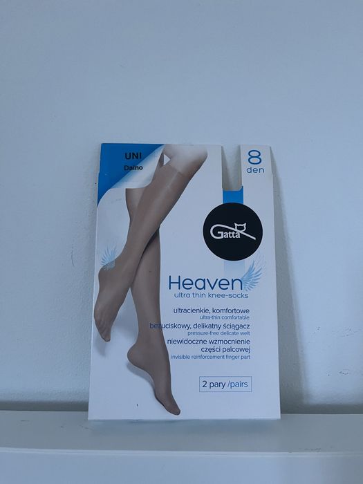 Heaven ultracienkie beżowe podkolanówki nowe 2 pary