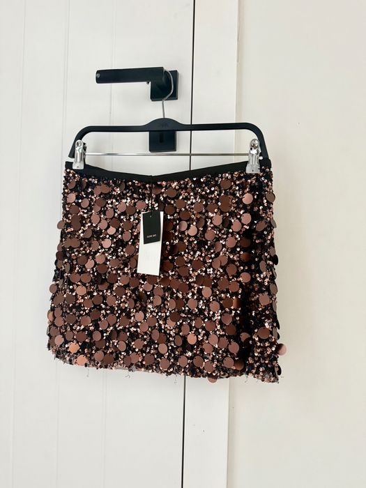 Zara spódnica w cekiny brązowa cekinowa M