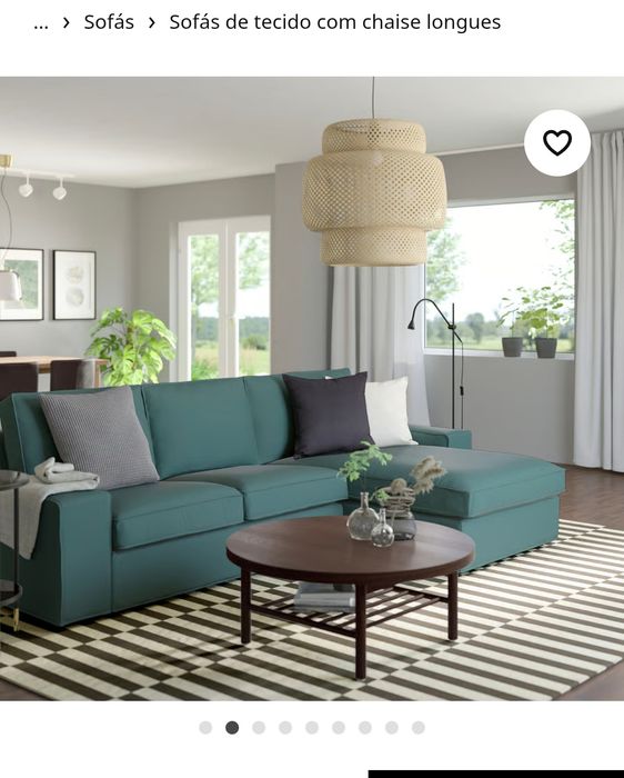 Sofá IKEA KIVIK turquesa - chaise longue 3 lugares - praticamente novo