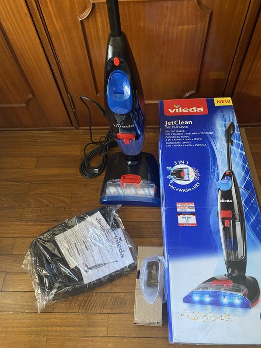 Vileda JetClean 3 em 1 – Aspira, Lava e Seca | Como Novo (Usado Apenas 1 vez).