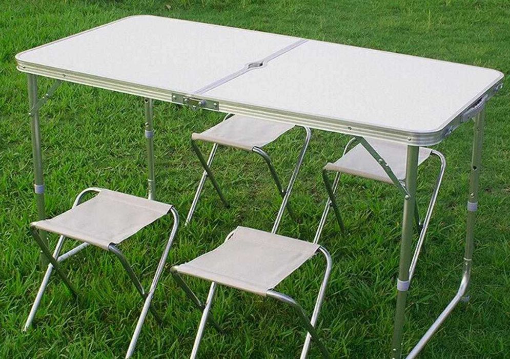 Складаний туристичний стіл Білий  зі стільцями