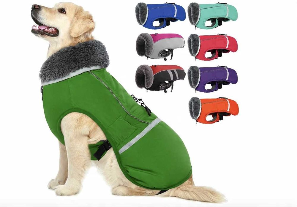 kurka dla psa kamizelka z futerkiem QBLEEV odcienie zieleni rozm S