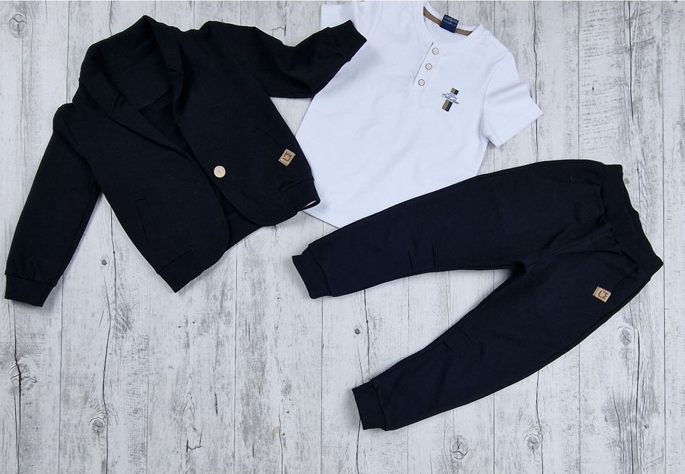 Garnitur chlopiecy 92/98 czarny  bawełniany Marynarka bluza I spodnie