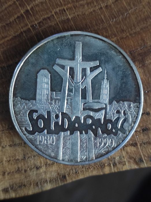 Moneta srebrna Solidarność 100000. 1990. Stan!