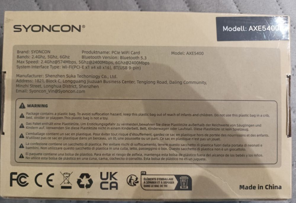 Bezprzewodowa karta sieciowa SYONCON PCI-E,