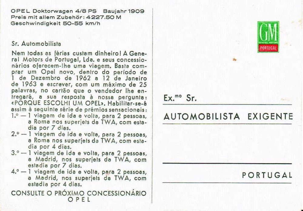 5 x General Motors Original Postais anos 60 - ORIGINAIS