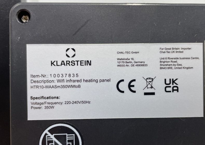 Інфрачервоний обігрівач Klarstein Wonderwall Air Art Smart