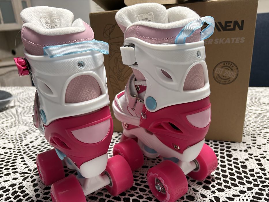 Wrotki Regulowane RAVEN Lia Pink 27-30 Kółka LED
