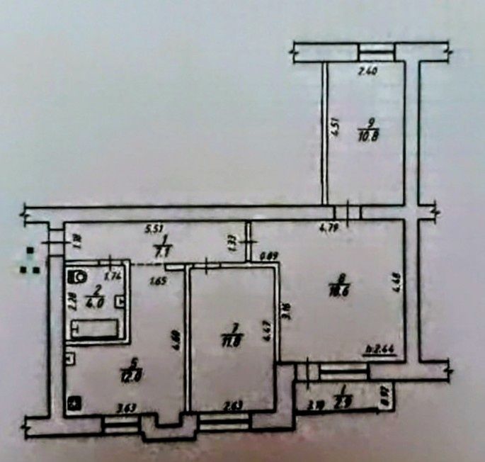3 кімн.Продаж.Ціна:25 600$.Вул.2а Залізнична,б.22А,Пов.2/3;65/41/12м2