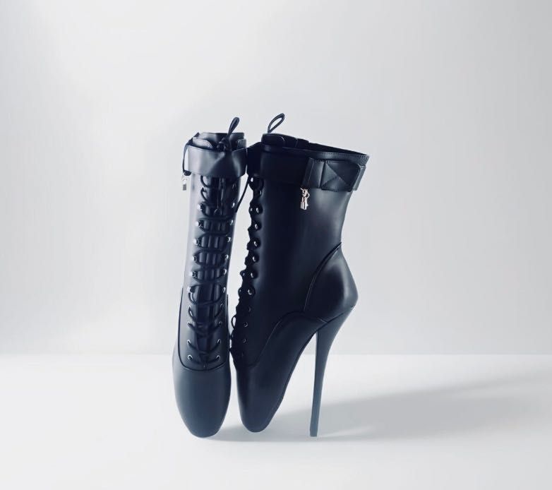 Czarne wysokie botki baleriny szpilki 20 cm ballet boots pole dance