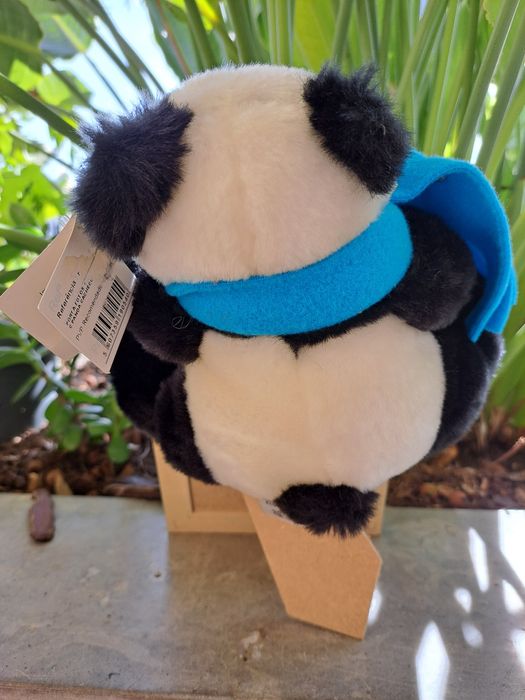 Moldura azul de madeira com Panda de peluche