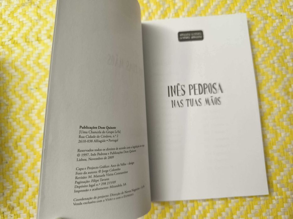 Nas tuas mãos – 
Inês Pedrosa