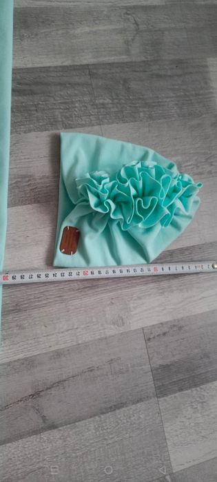 Miętowy pistacjowy zestaw czapka turban i chusta 40/42/44 nowy