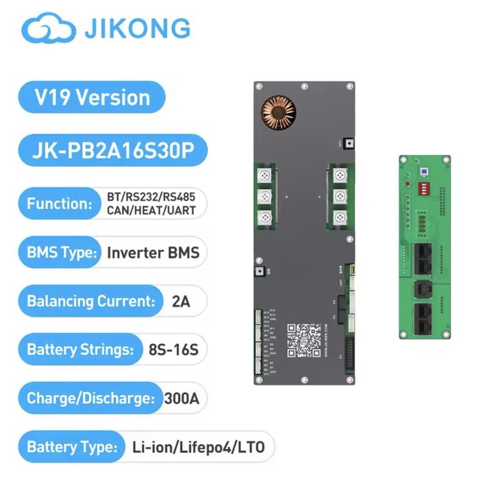 V19 PB2A16S30P 300A 8S-16S 2A Jikong smart BMS / JK-Display 4.3’’ V19