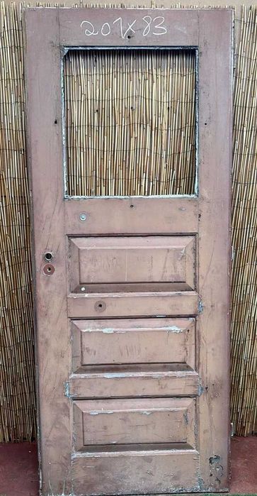 Porta antiga em madeira exotica, vidro em falta 201X83 cm